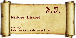 Widder Dániel névjegykártya